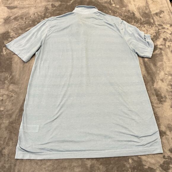 Travis Mathew Polo Shirt Mens Large Blue Stripe Short Sleeve Golf Stretch Preppy - Picture 5 of 9